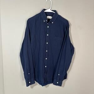 Taylor Stitch Shirt Mens 40 Blue Geometric Long Sleeve Button Up Organic Cotton